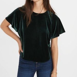 NWT Madewell Velvet Butterfly Top Smoky Spruce XS